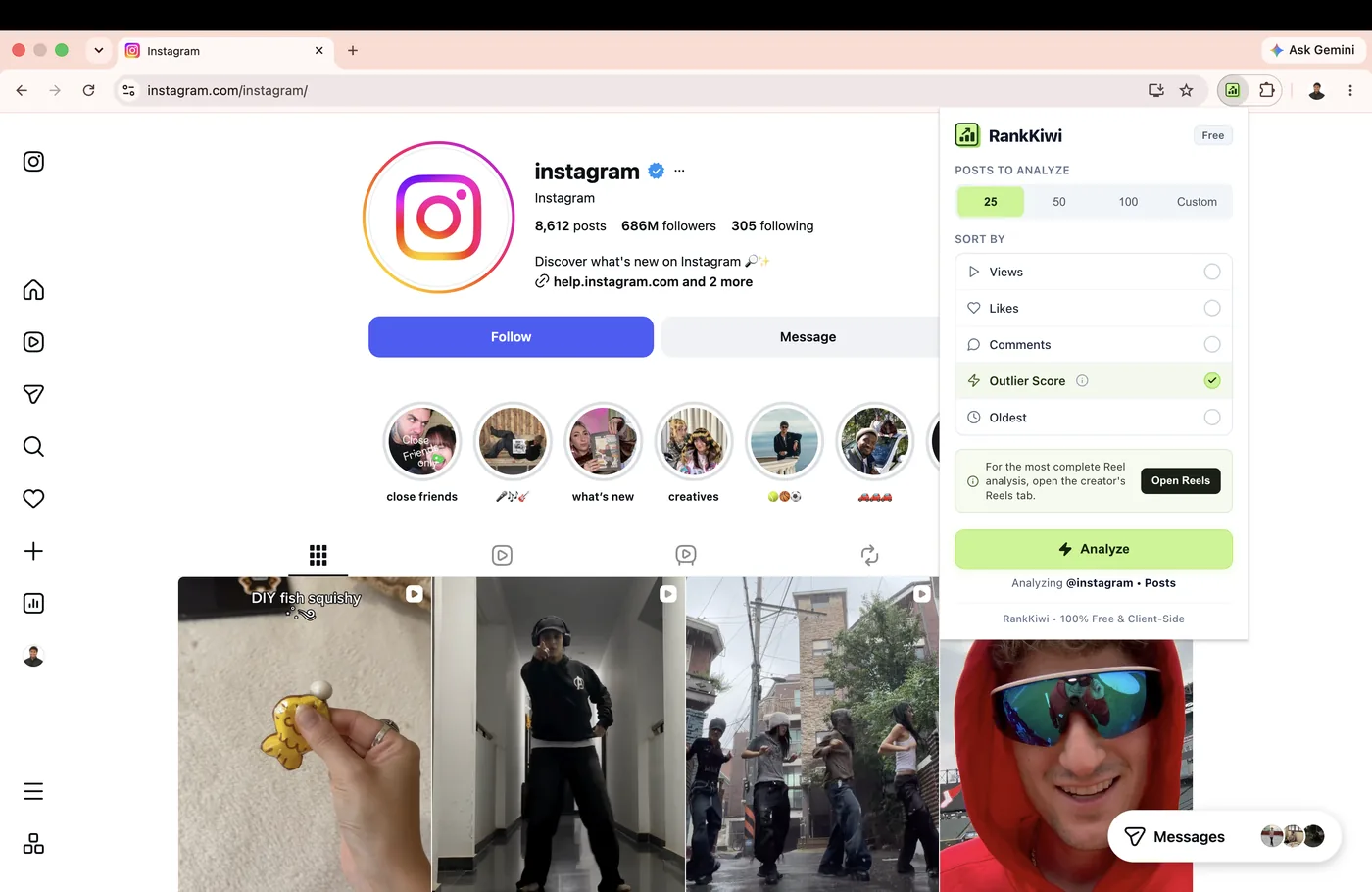 Step 1: Navigating to creator profile